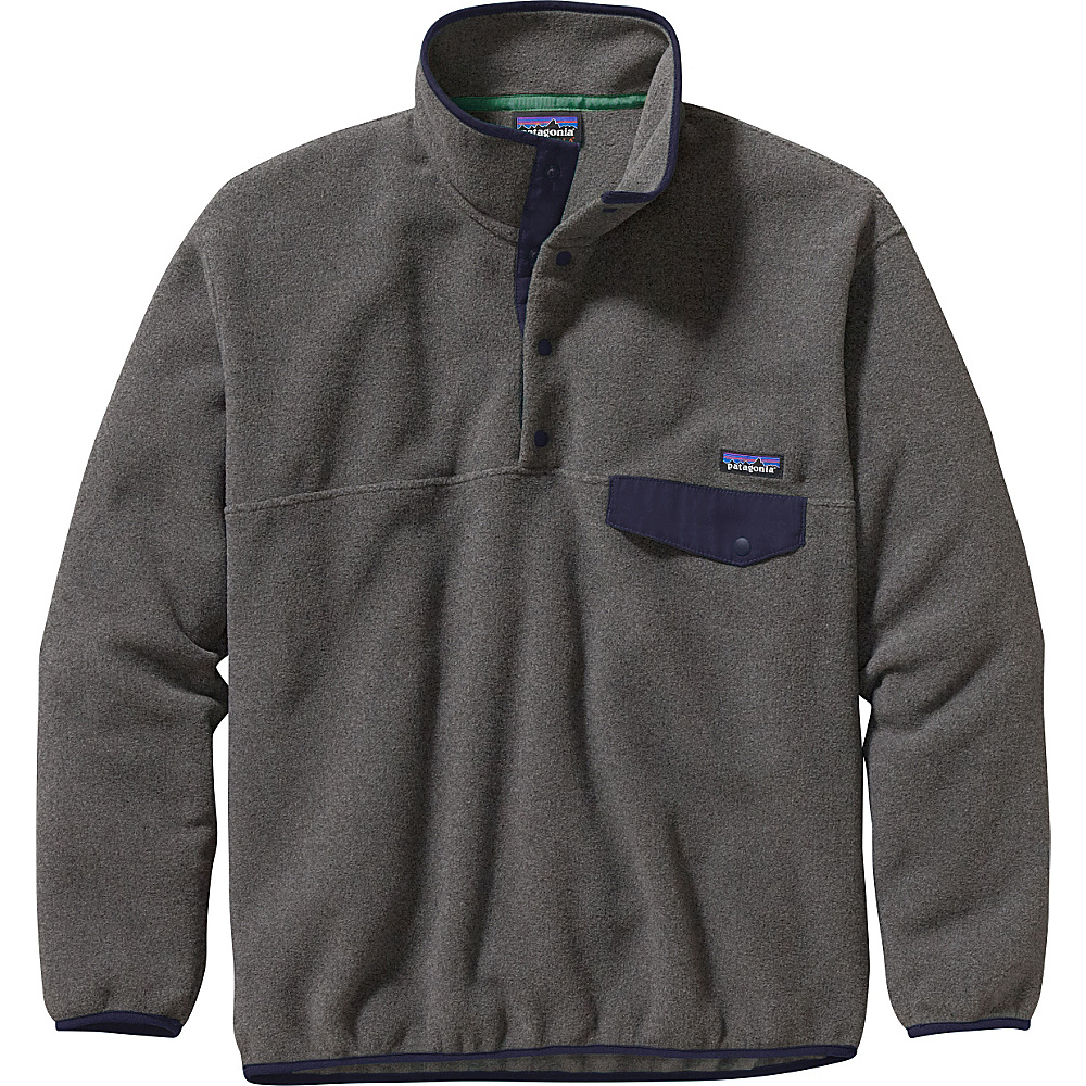 Patagonia Mens Synch Snap T Pullover 2XL Nickel with Navy Blue Patagonia Men s Apparel