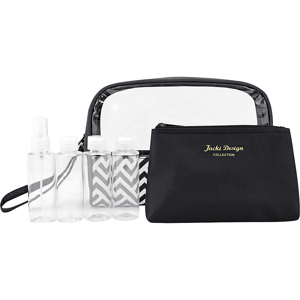 Jacki Design Contour 6 Piece Cosmetic Bag with Travel Bottle Set Black Jacki Design Women s SLG Other