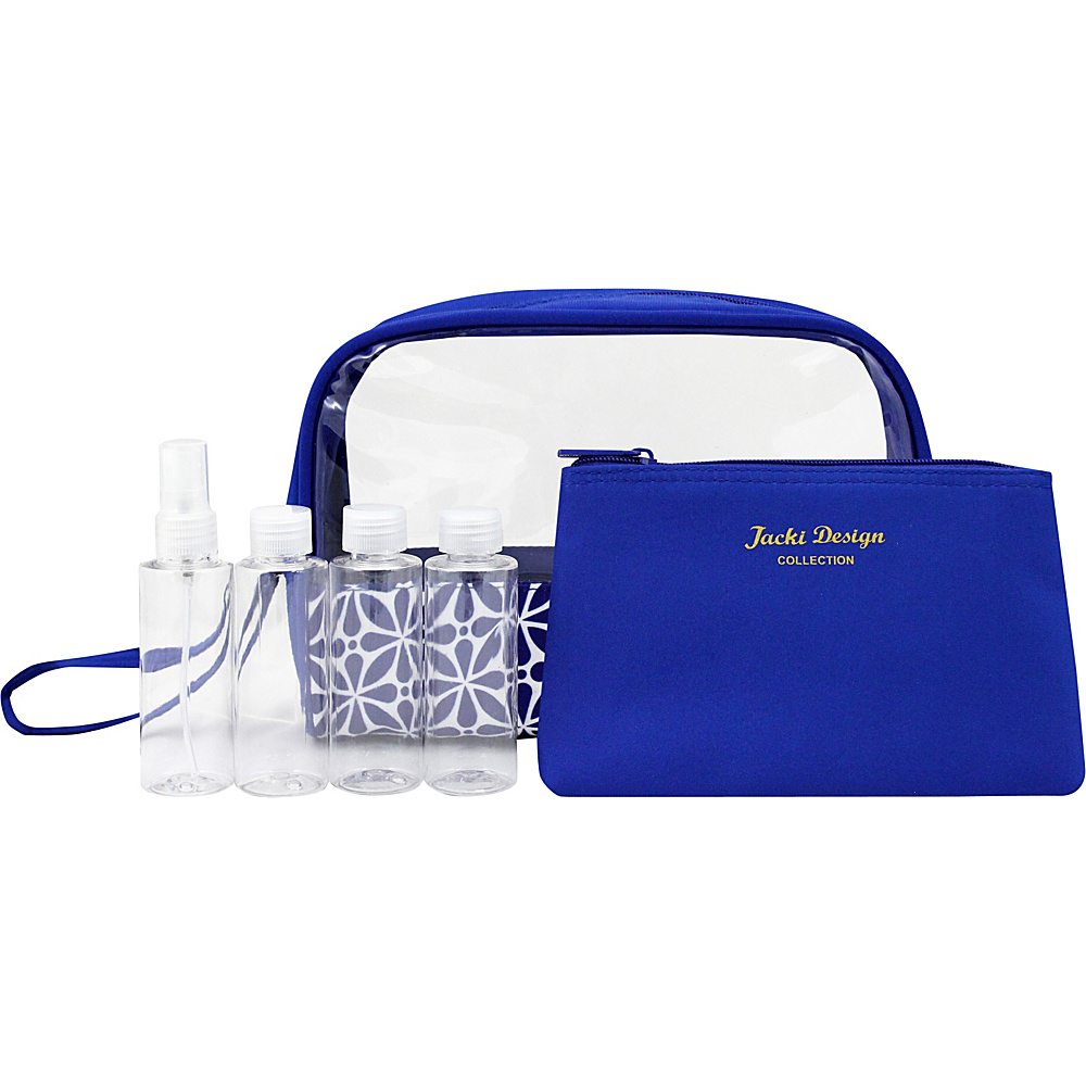 Jacki Design Contour 6 Piece Cosmetic Bag with Travel Bottle Set Blue Jacki Design Women s SLG Other