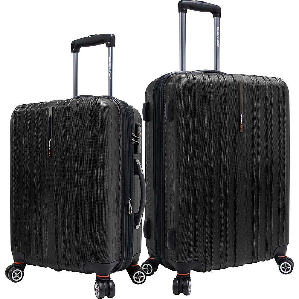 Traveler s Choice Tasmania 100% Pure Polycarbonate 2 Piece Spinner Luggage Black Traveler s Choice Luggage Sets