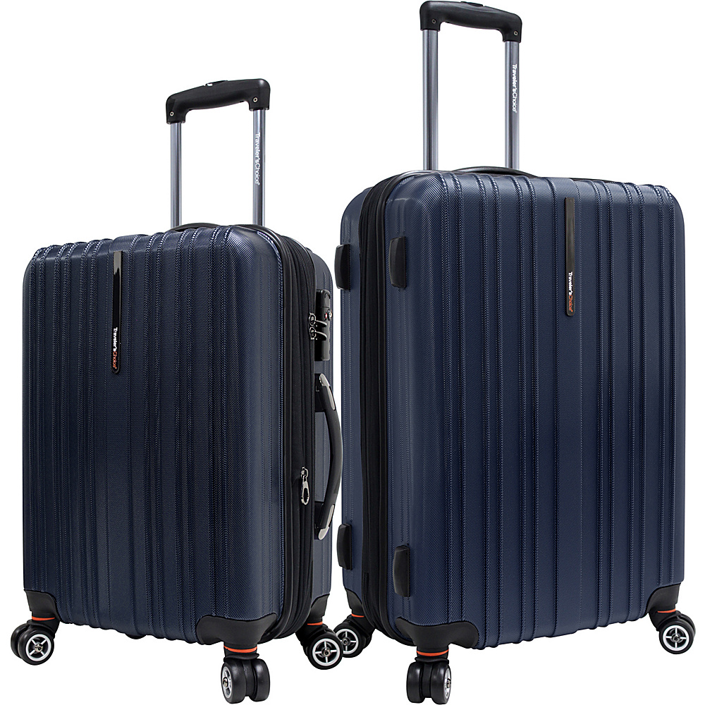 Traveler s Choice Tasmania 100% Pure Polycarbonate 2 Piece Spinner Luggage Navy Traveler s Choice Luggage Sets