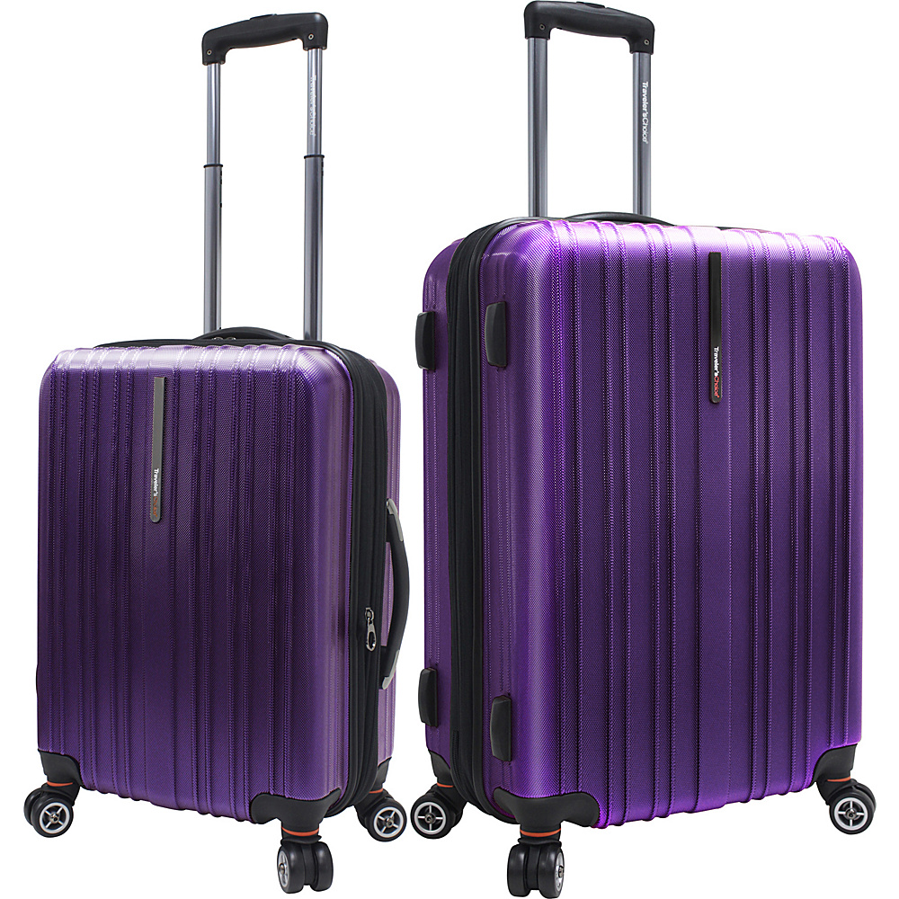 Traveler s Choice Tasmania 100% Pure Polycarbonate 2 Piece Spinner Luggage Purple Traveler s Choice Luggage Sets