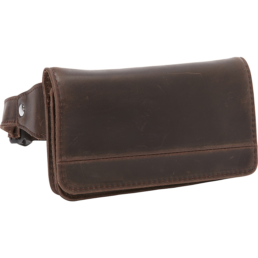 Vagabond Traveler Cowhide Leather Slim Waist Pack Phone Holder Dark Brown Vagabond Traveler Electronic Cases