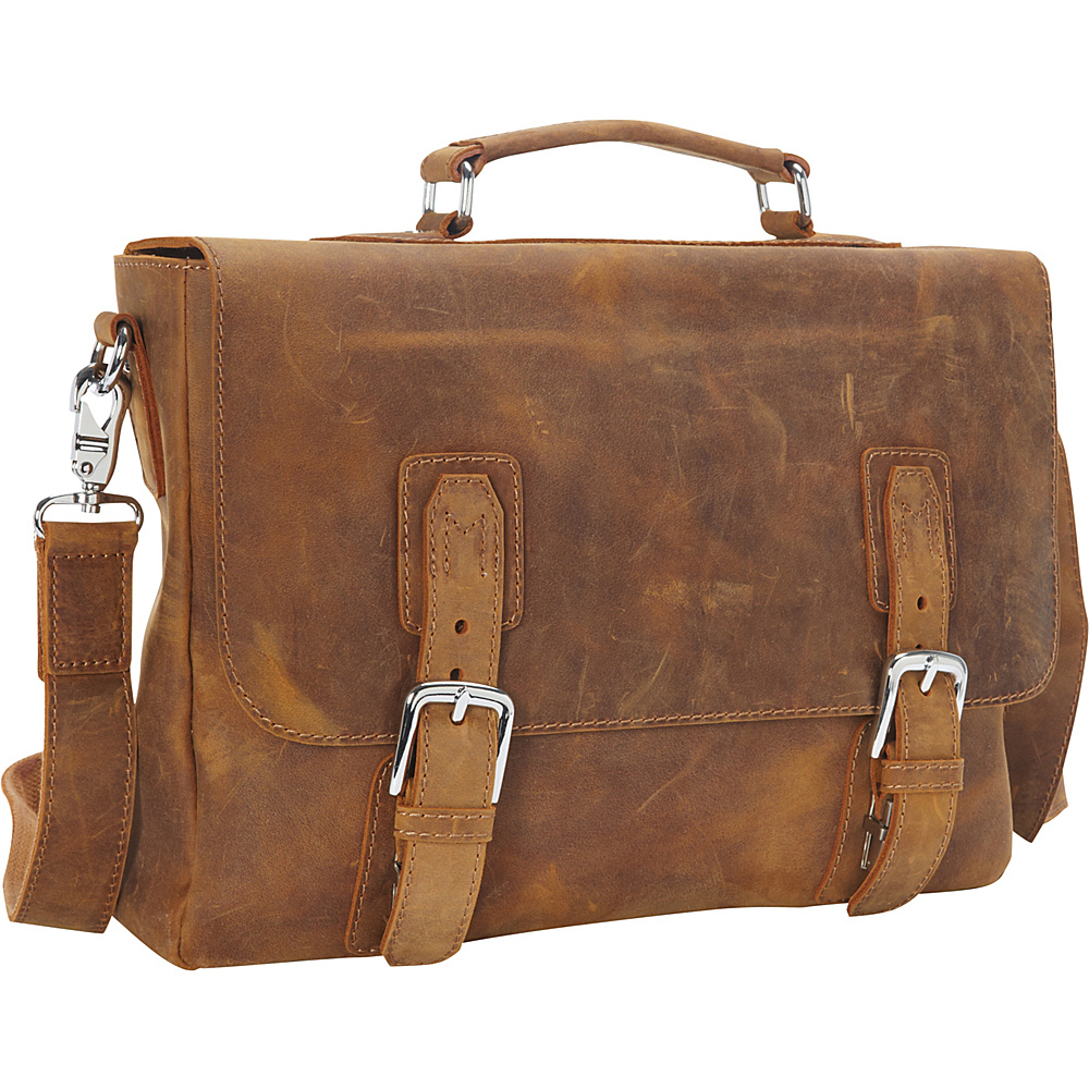 Vagabond Traveler Full Grain Leather Laptop Bag with Clasp Lock Vintage Brown Vagabond Traveler Non Wheeled Business Cases