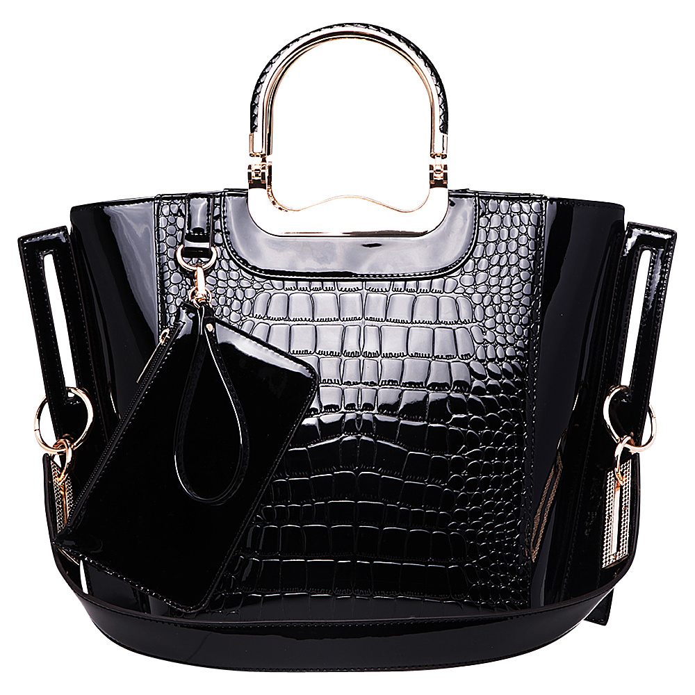MKF Collection Tressa Croco Embossed Shoulder Tote Black MKF Collection Manmade Handbags