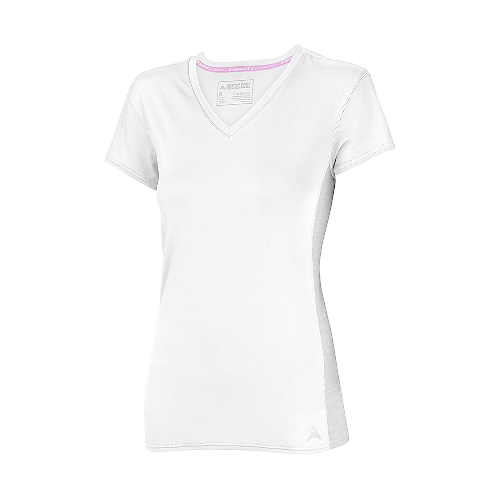 Arctic Cool Womens V Neck Instant Cooling Shirt with Mesh L Arctic White Arctic Cool Women s Apparel