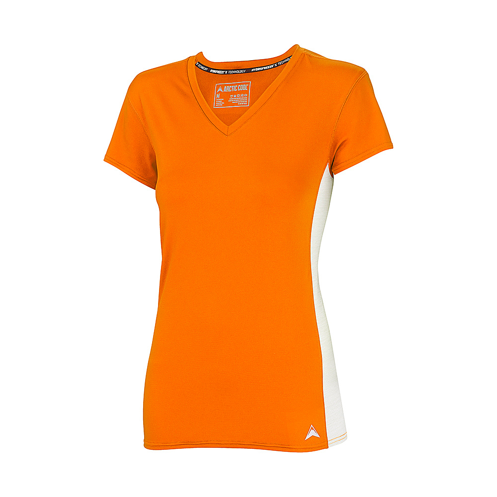 Arctic Cool Womens V Neck Instant Cooling Shirt with Mesh L Sunrise Orange Arctic Cool Women s Apparel