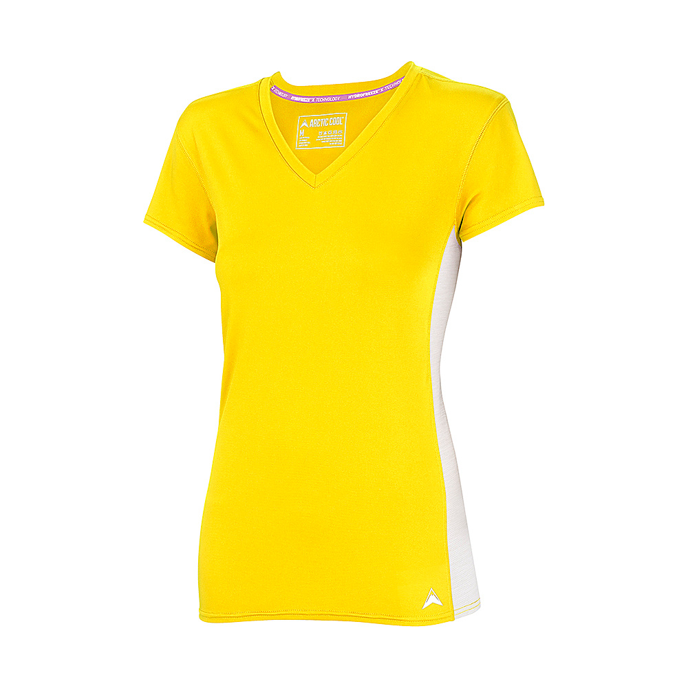 Arctic Cool Womens V Neck Instant Cooling Shirt with Mesh L Yellow Arctic Cool Women s Apparel