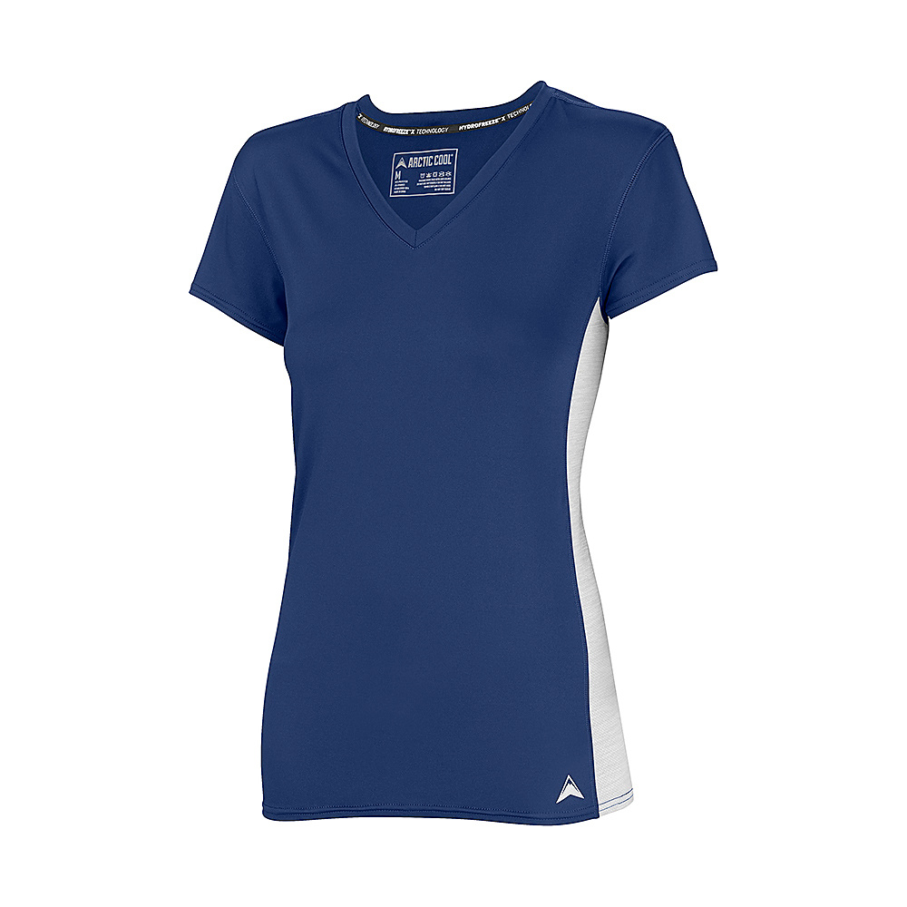Arctic Cool Womens V Neck Instant Cooling Shirt with Mesh L Midnight Blue Arctic Cool Women s Apparel