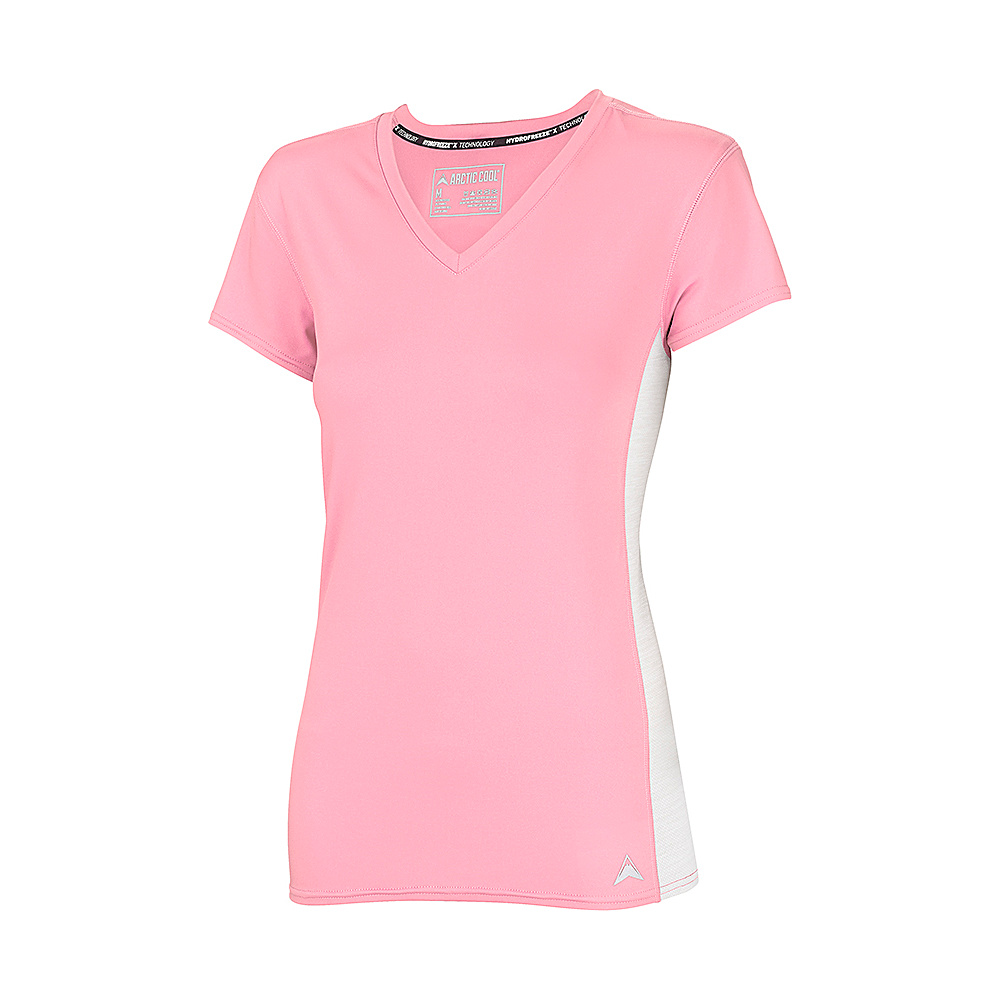 Arctic Cool Womens V Neck Instant Cooling Shirt with Mesh L Pink Diamond Arctic Cool Women s Apparel