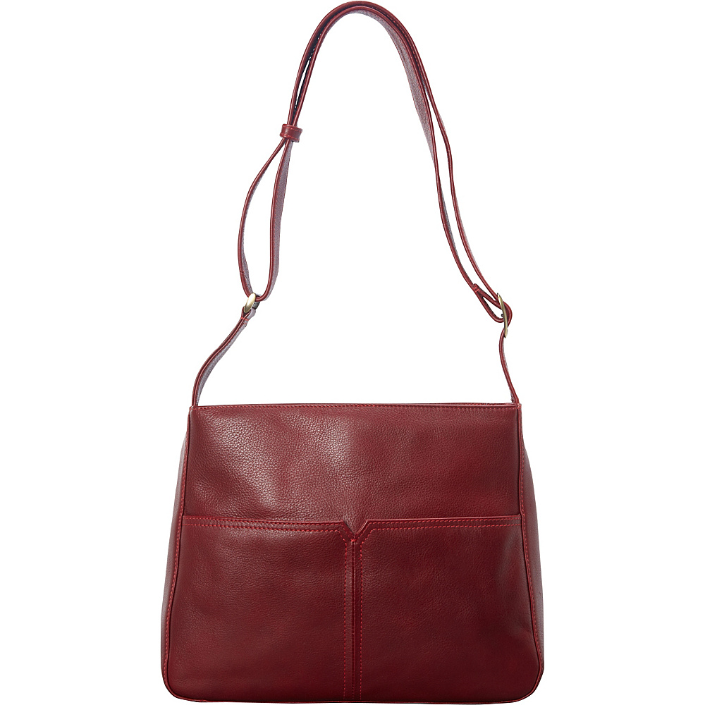 Derek Alexander Large Top Zip Shoulder Bag Red Derek Alexander Leather Handbags