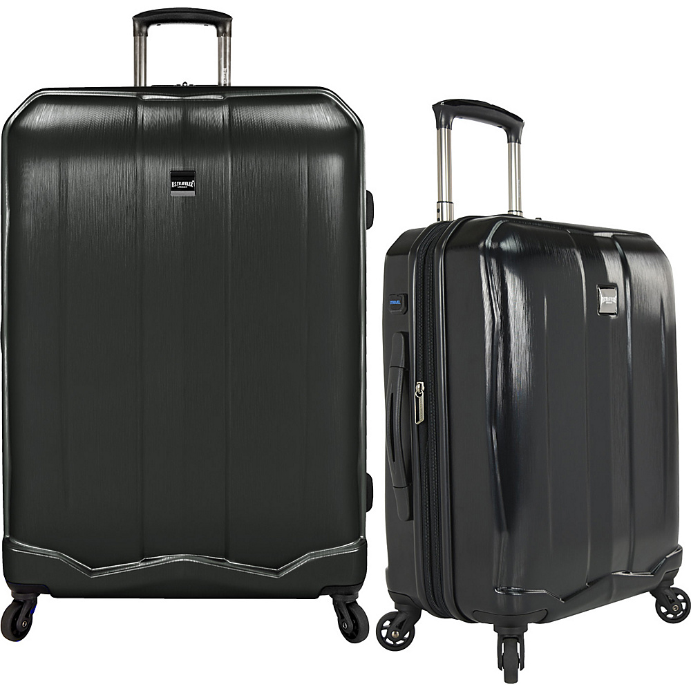 U.S. Traveler Piazza 2 Piece Smart Spinner Luggage Set Black U.S. Traveler Luggage Sets