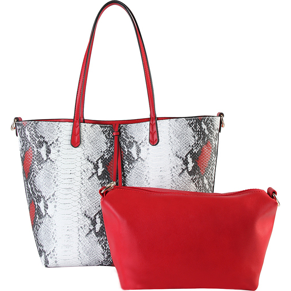 Diophy Faux Leather Animal Print Shoulder Handbag Red Diophy Manmade Handbags