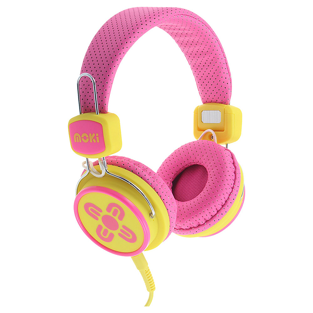 Moki Kids Safe Pink Yellow Moki Headphones Speakers