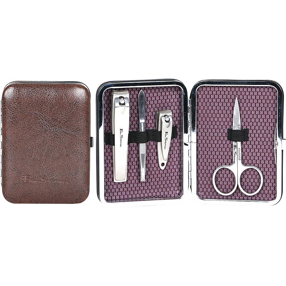 Ben Sherman Luggage Edgware Collection 4 Piece Personal Grooming Set with Carrying Case Brown Ben Sherman Luggage Travel Health Beauty
