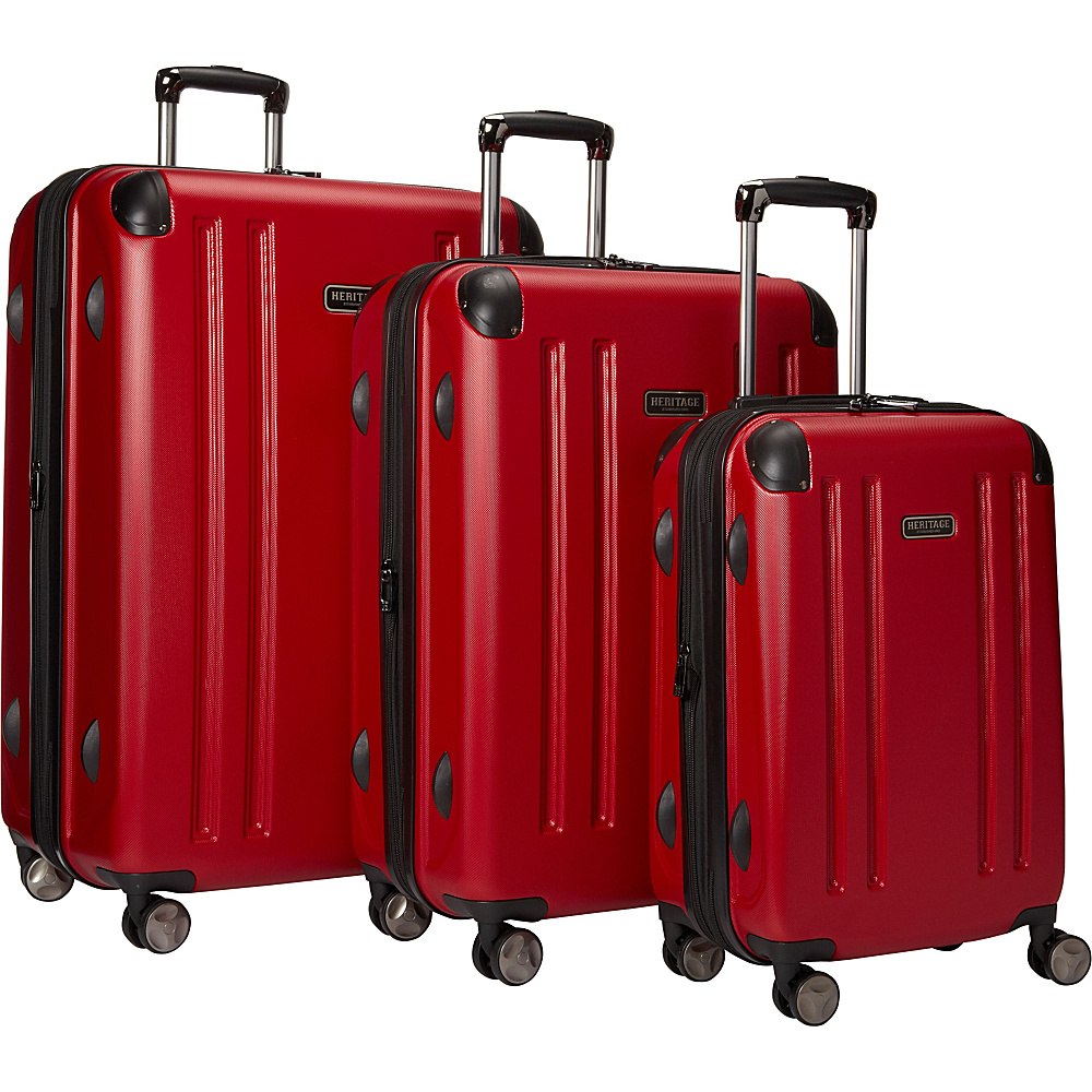 Heritage OHare Collection 3 Piece Luggage Set 20 25 29 Barn Red Heritage Luggage Sets