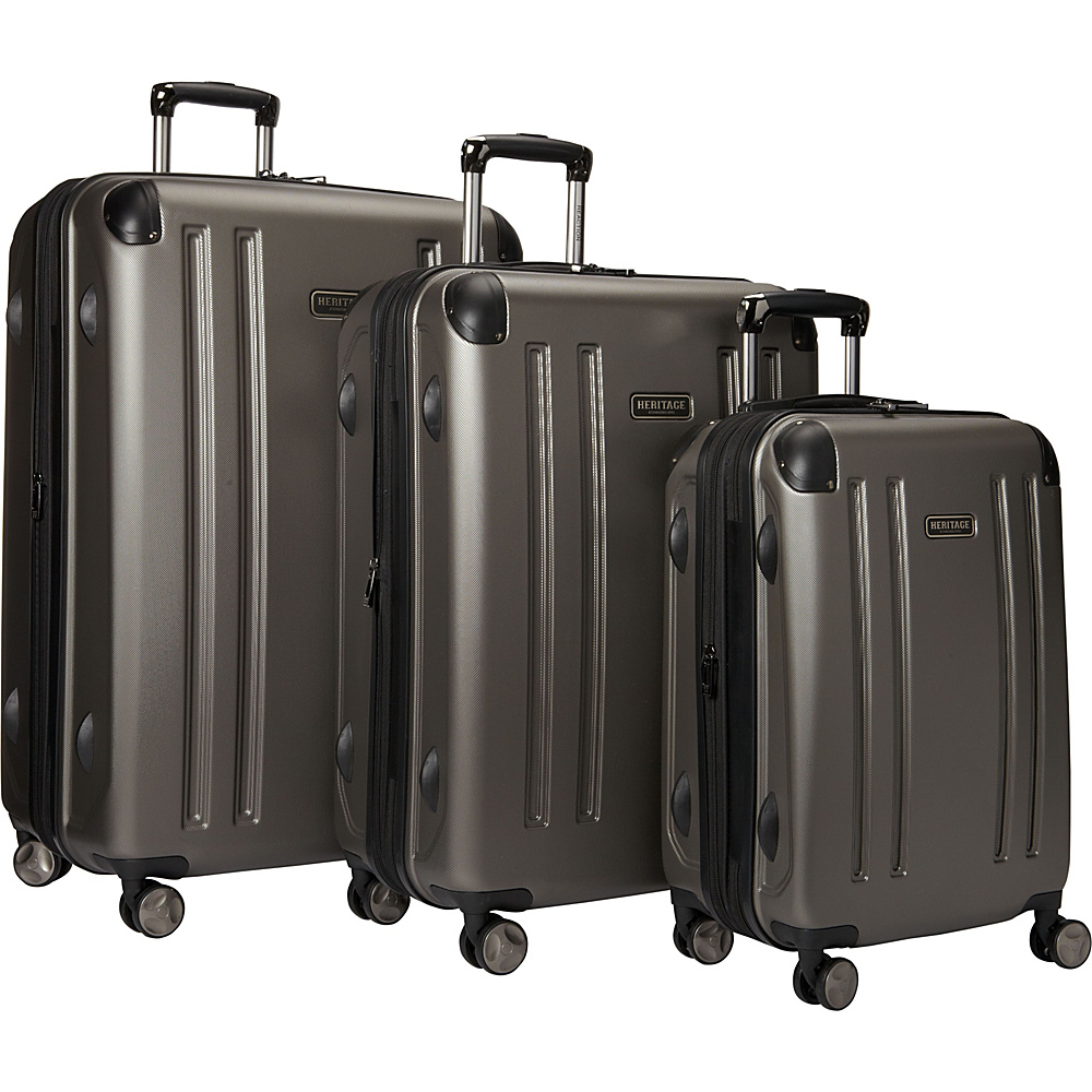 Heritage OHare Collection 3 Piece Luggage Set 20 25 29 Silver Heritage Luggage Sets