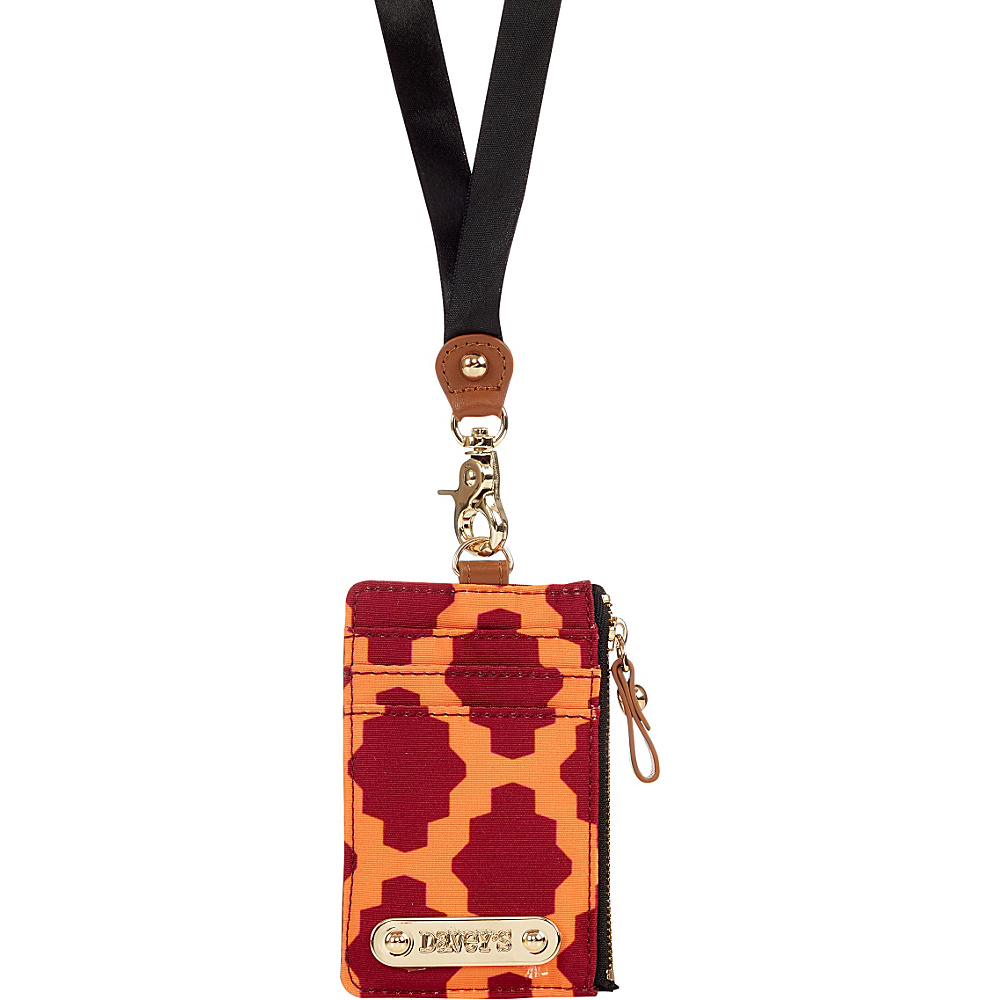 Davey s Lanyard Card Case Wristlet Maroon Orange Tile Davey s Fabric Handbags