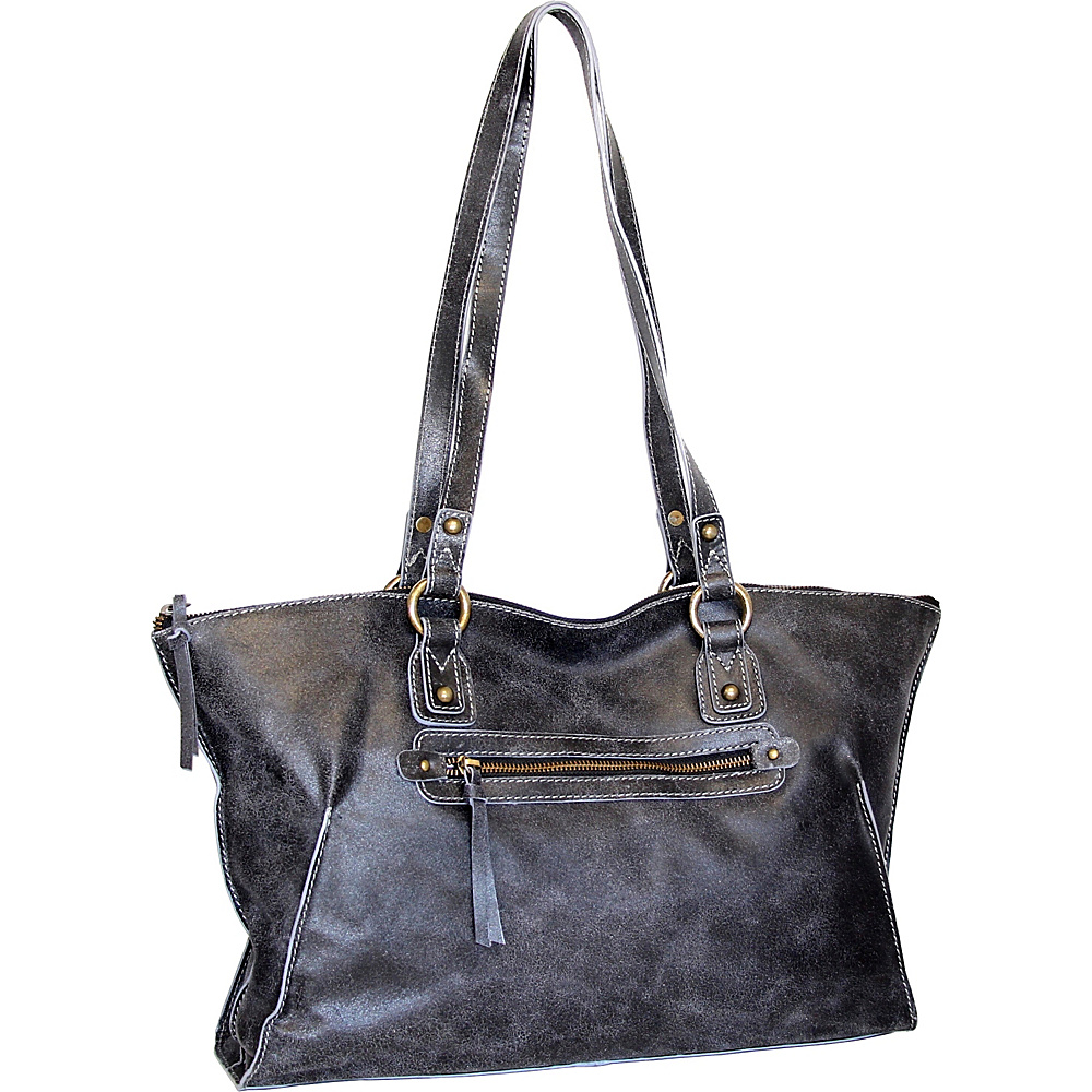 Nino Bossi Crackle Tote Black Nino Bossi Leather Handbags