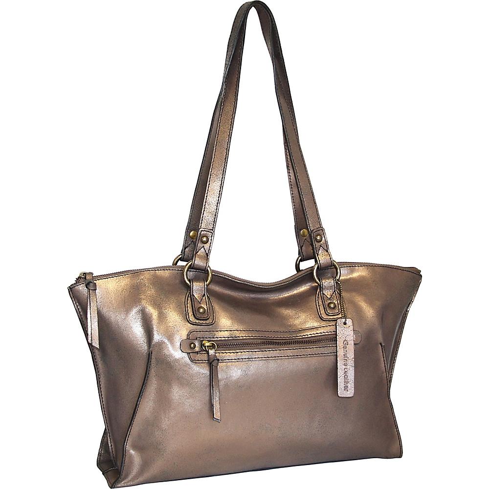 Nino Bossi Crackle Tote Bronze Nino Bossi Leather Handbags