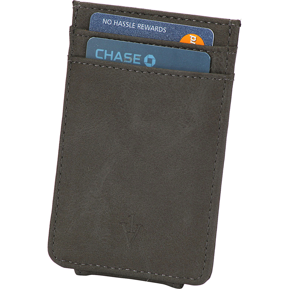 1Voice The Striker RFID Blocking Leather Card Holder Magnetic Money Clip Grey 1Voice Men s Wallets