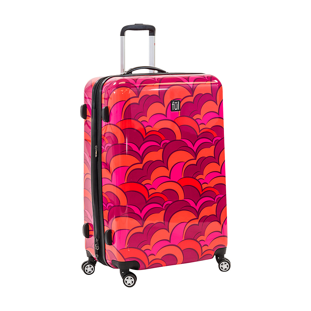 ful Sunset 24 Inch Spinner Rolling Luggage Orange ful Hardside Checked