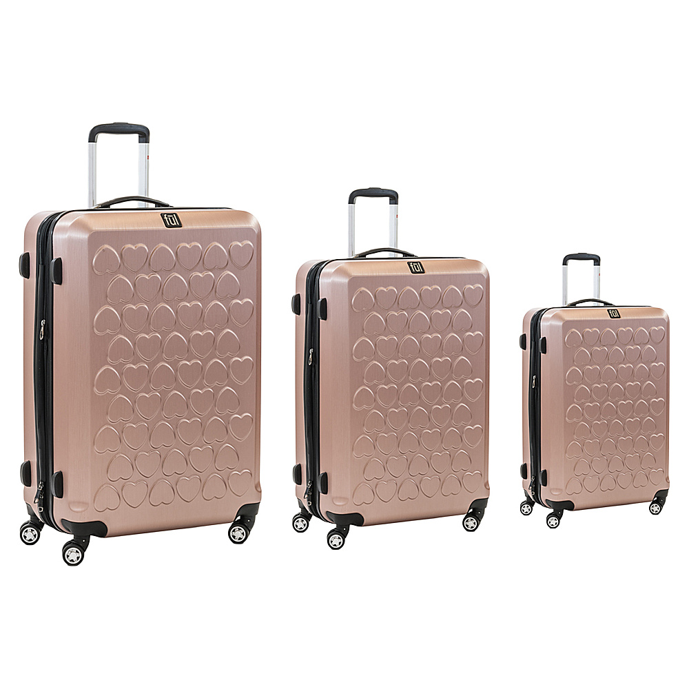 ful Hearts 3 Piece Spinner Luggage Set Gold ful Luggage Sets