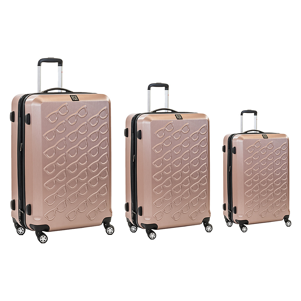 ful Sunglasses 3 Piece Spinner Luggage Set Gold ful Luggage Sets