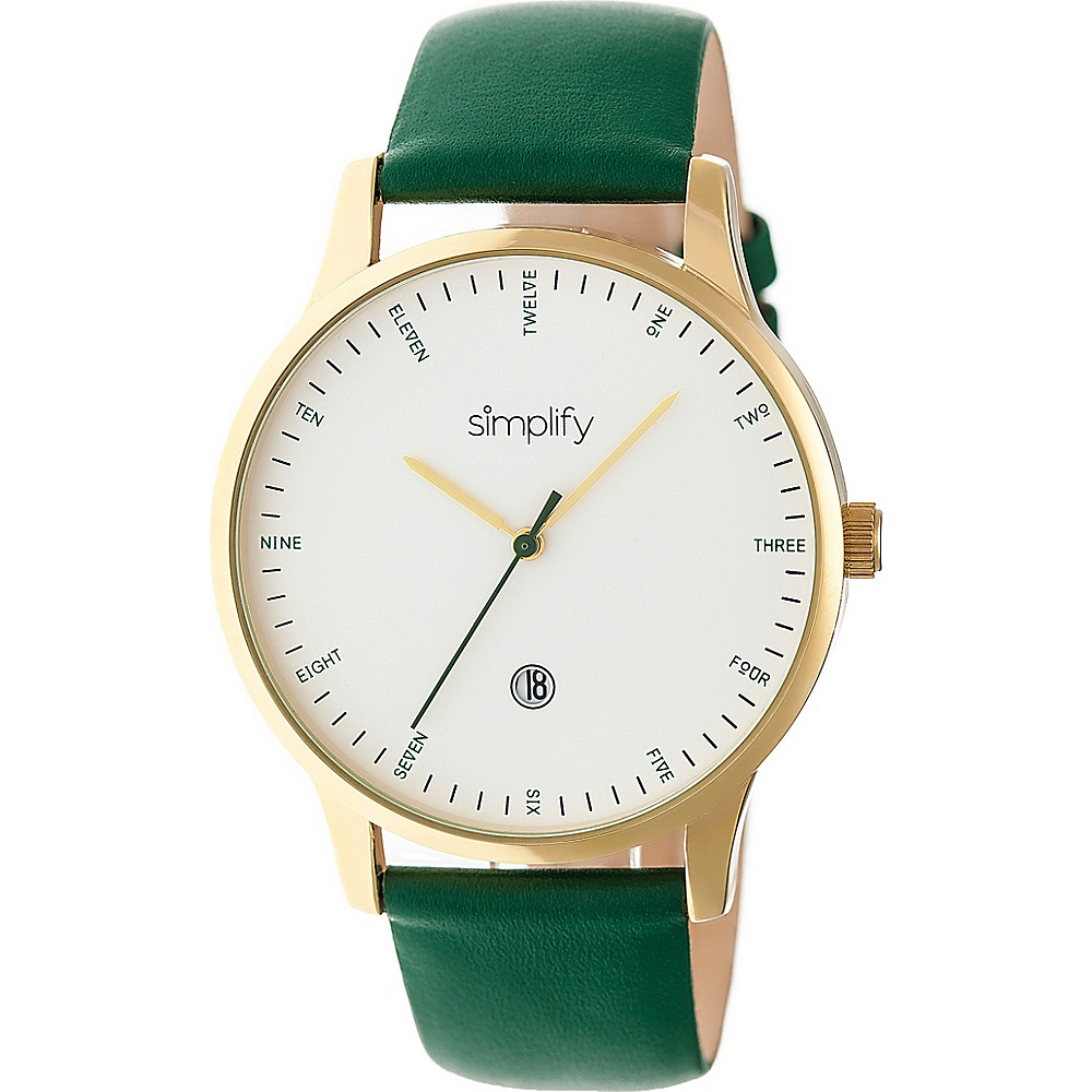Simplify The 4300 Unisex Watch Forest Green Gold White Simplify Watches