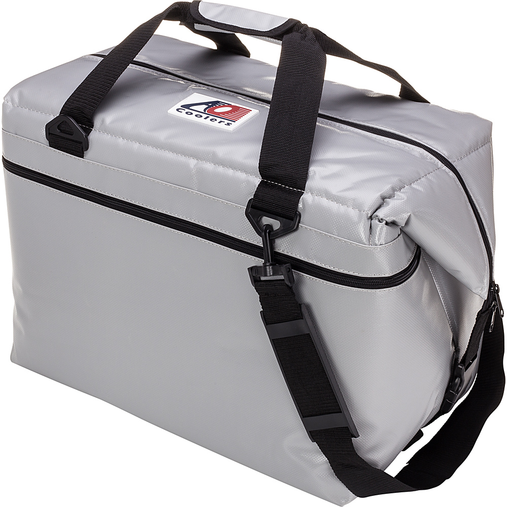 AO Coolers 48 Pack Vinyl Soft Cooler Silver AO Coolers Outdoor Coolers