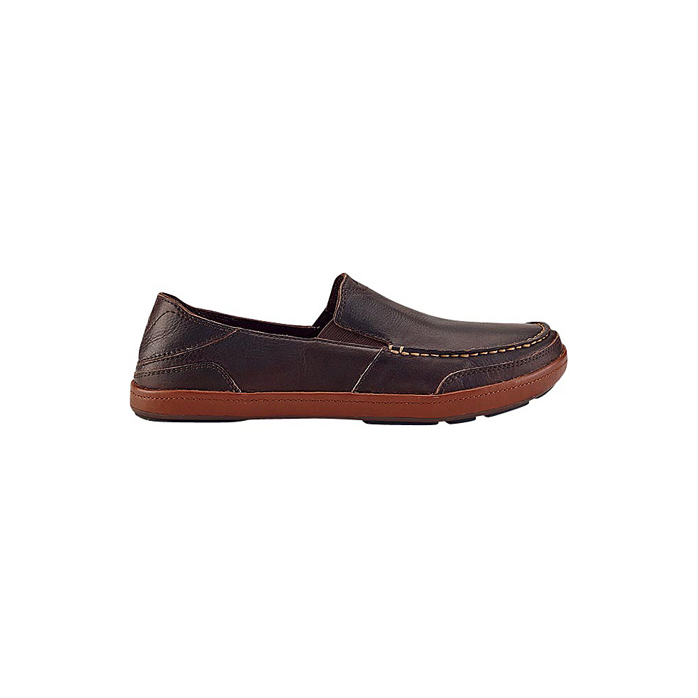 OluKai Mens Puhalu Leather Slip On 8.5 Dark Wood Toffee OluKai Men s Footwear