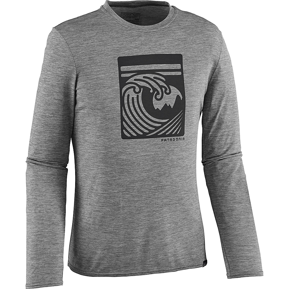 Patagonia Mens Long Sleeved Capilene Daily Graphic T Shirt M Viewfinder Feather Grey Heather Patagonia Men s Apparel