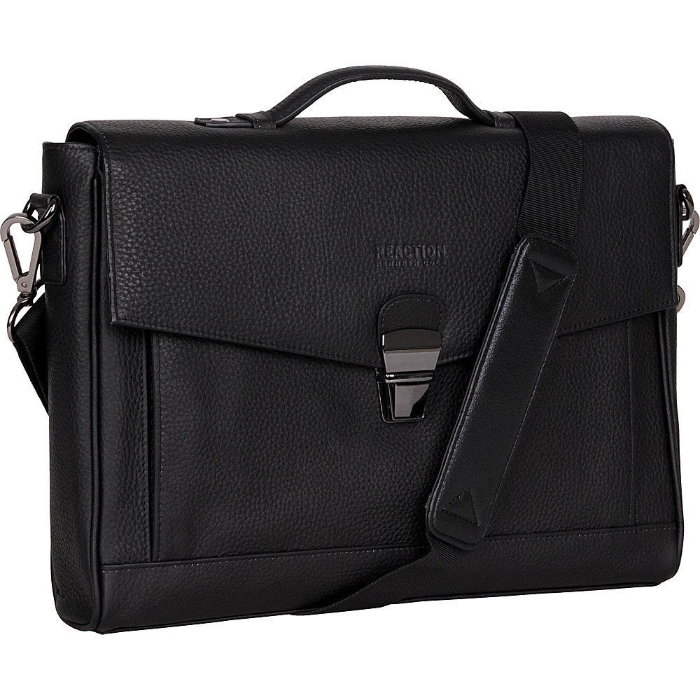 Kenneth Cole Reaction Modern Port sonality Pebbled Colombian Leather Slim Flapover 13 Computer Portfolio Black Kenneth Cole Reaction Non Wheeled Business Cases