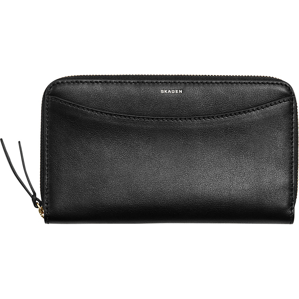 Skagen Compact Leather Zip RFID Wallet Black Skagen Women s Wallets