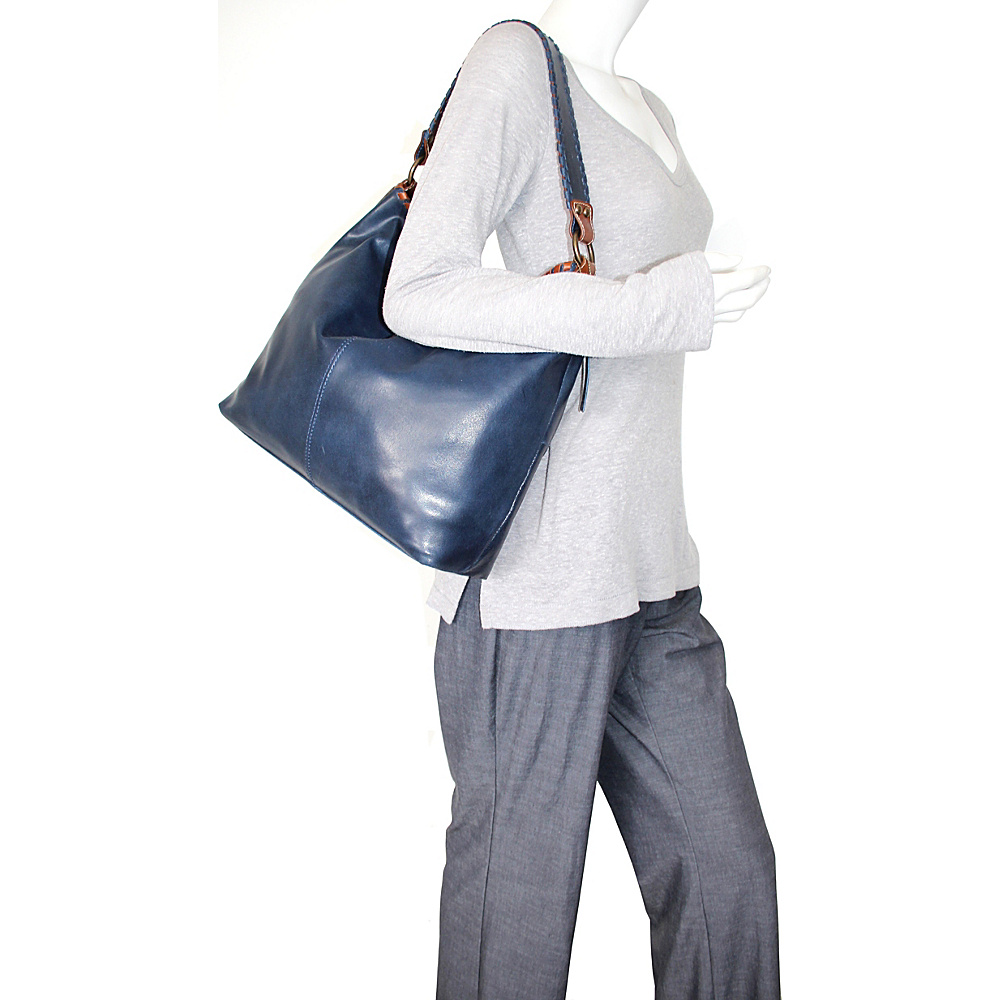 Nino Bossi Octavia Leather Shoulder Bag Denim - Nino Bossi Leather Handbags