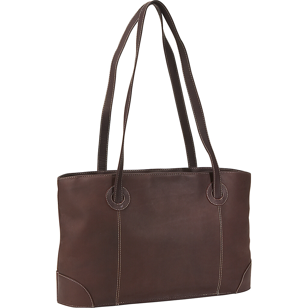 Piel Small Leather Working Tote Chocolate