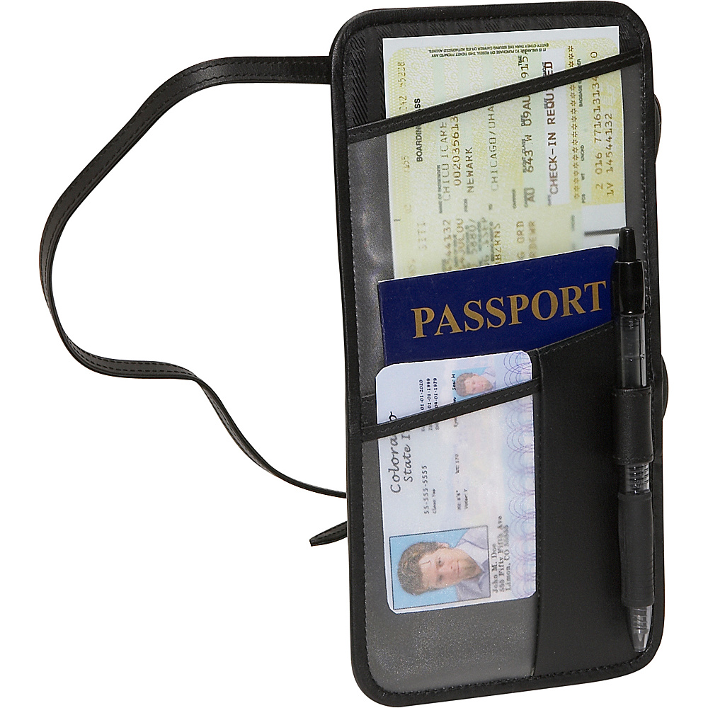 Royce Leather Hanging Security Passport Case Black