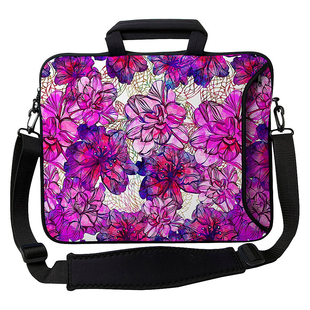 Designer Sleeves 14 Executive Laptop Sleeve Pink Purple Flowers Designer Sleeves Electronic Cases