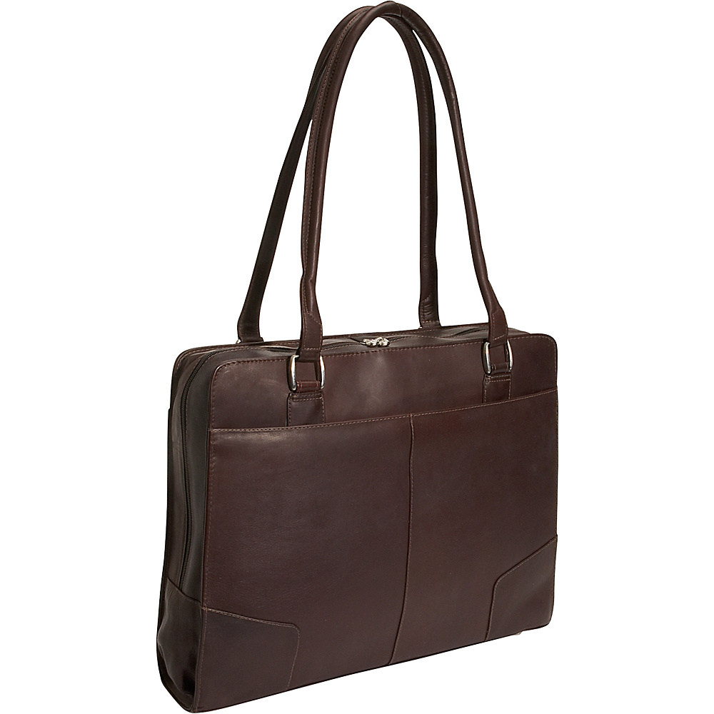 Piel Structured Laptop Tote Chocolate