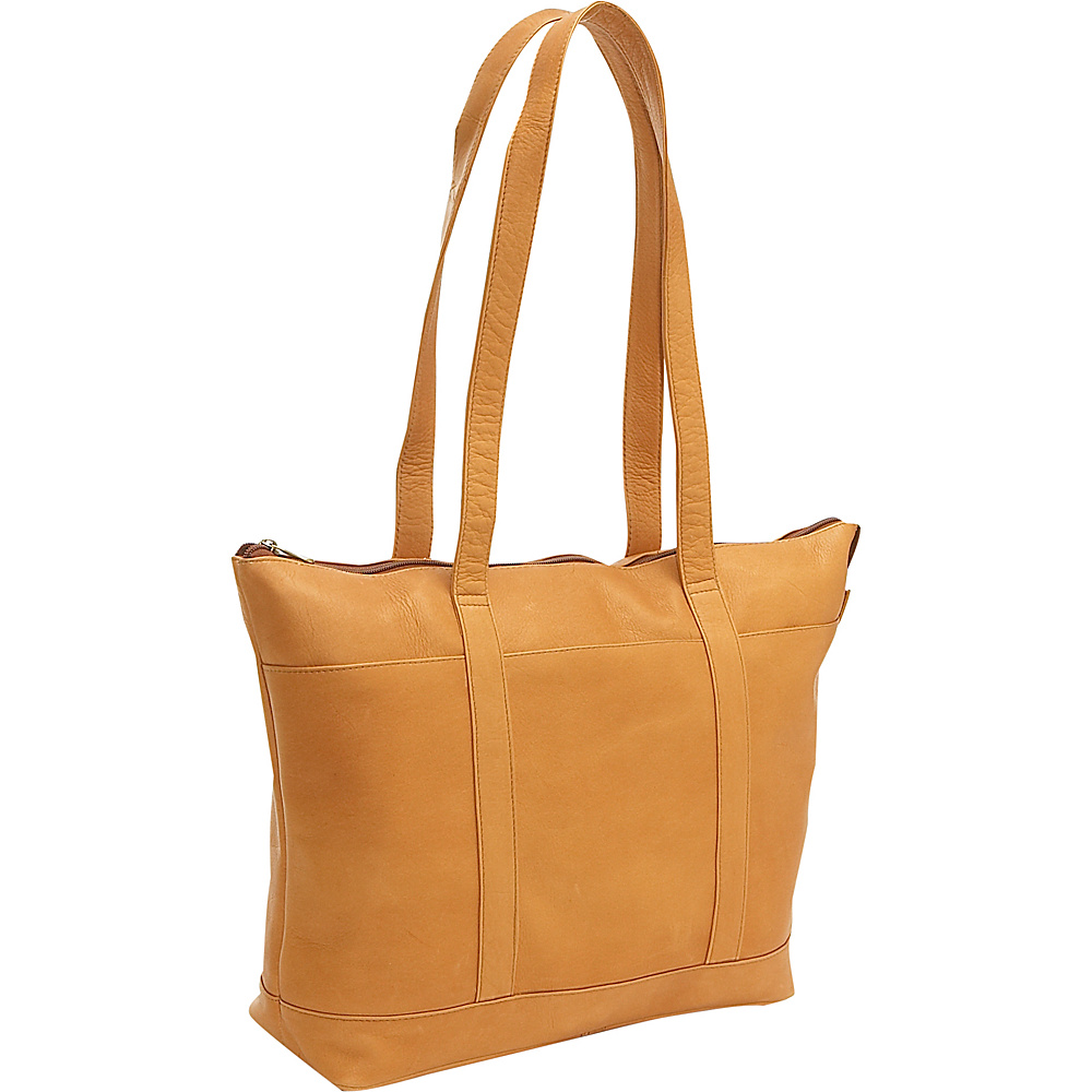 Le Donne Leather Double Strap Med Pocket Tote Tan