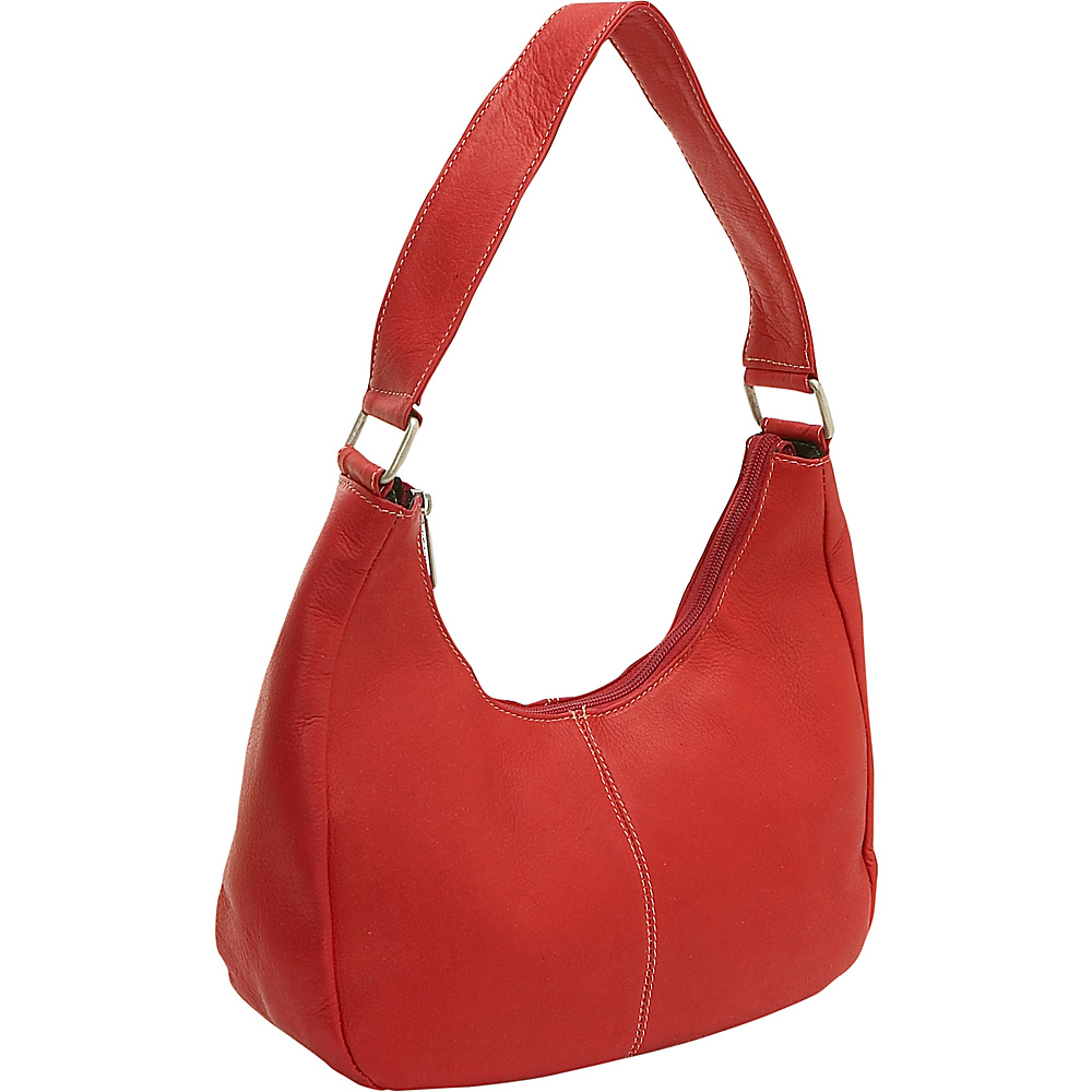 Le Donne Leather Single Handle Side Zip Hobo Red