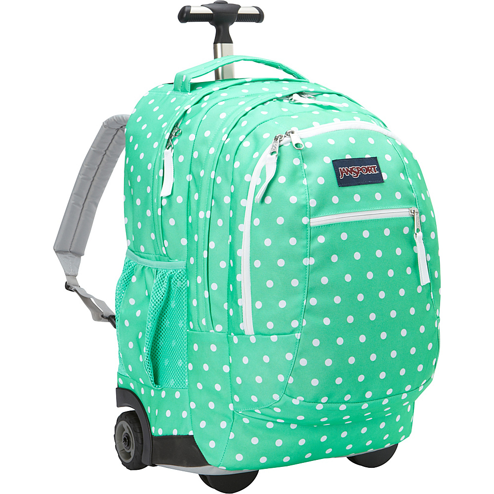 JanSport Driver 8 Rolling Backpack Seafoam Green White Dots JanSport Rolling Backpacks