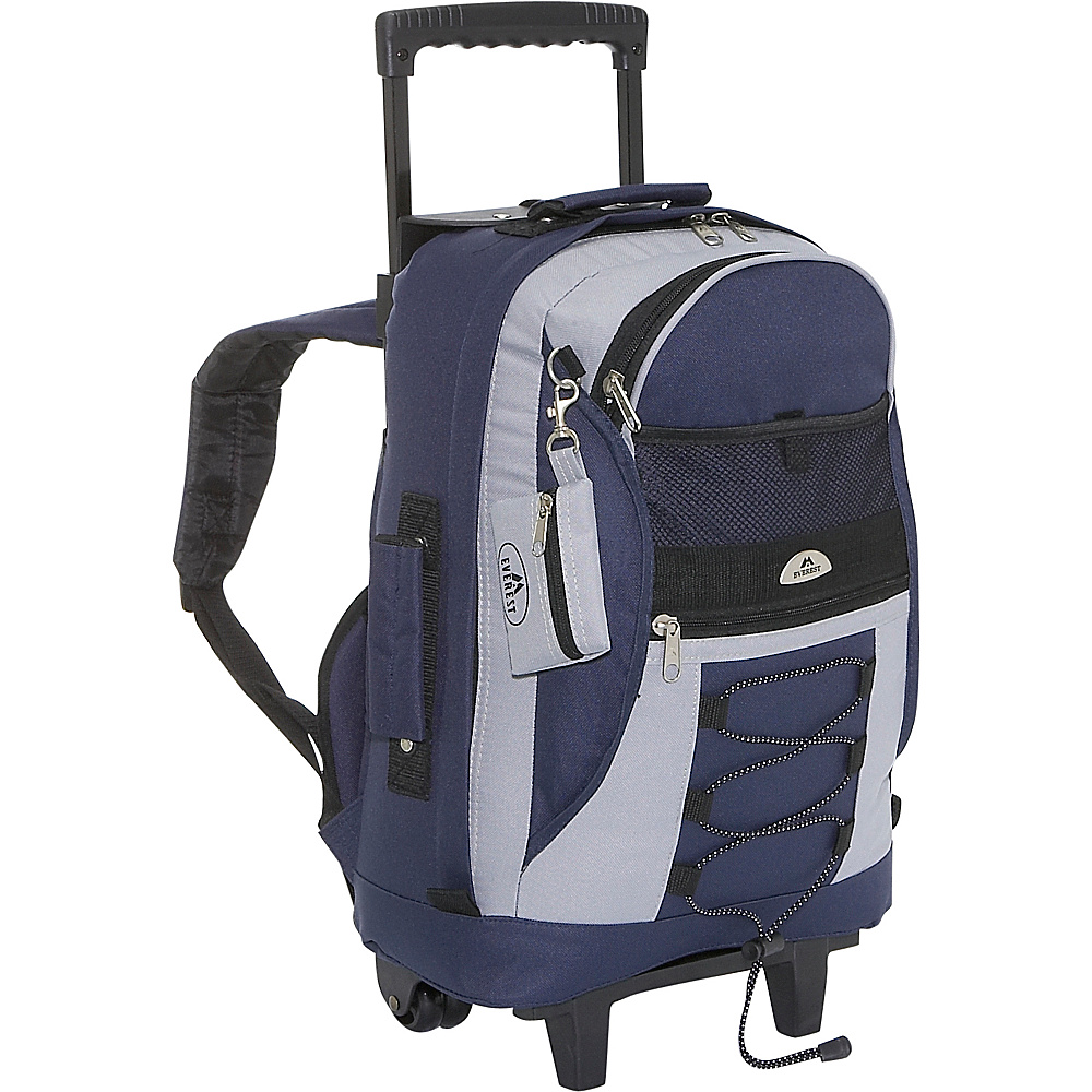 Everest Wheeled Backpack with Bungee Cord Navy Gray