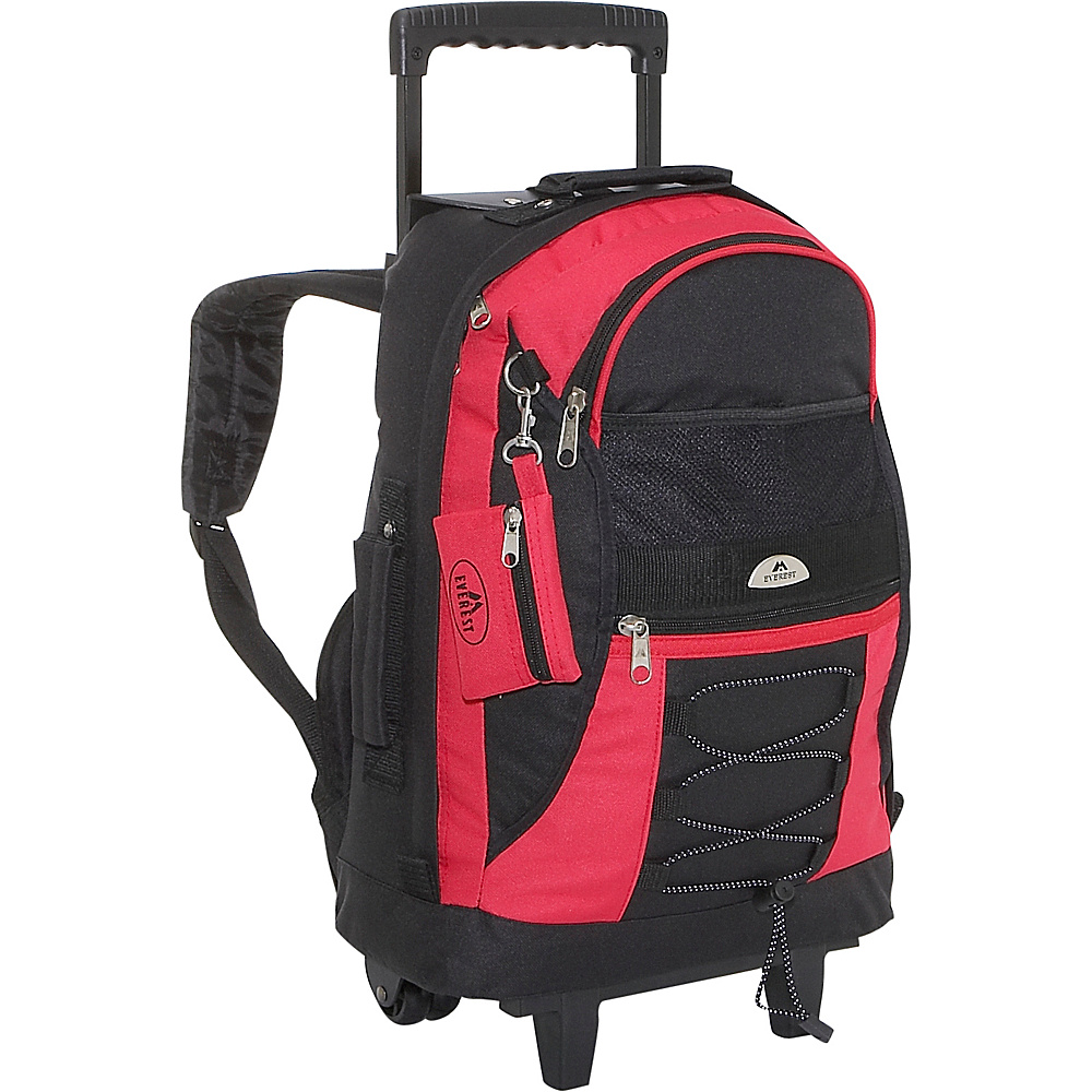 Everest Wheeled Backpack with Bungee Cord Red Black