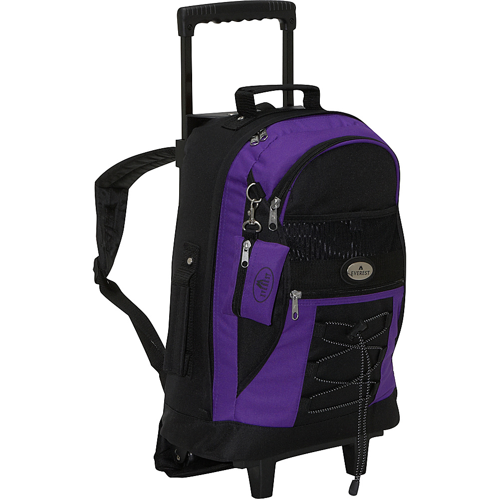 Everest Wheeled Backpack with Bungee Cord Dark Purple