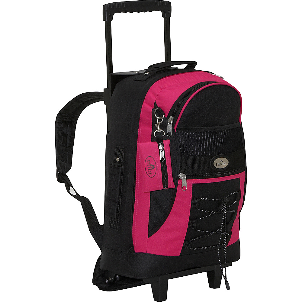Everest Wheeled Backpack with Bungee Cord Hot Pink