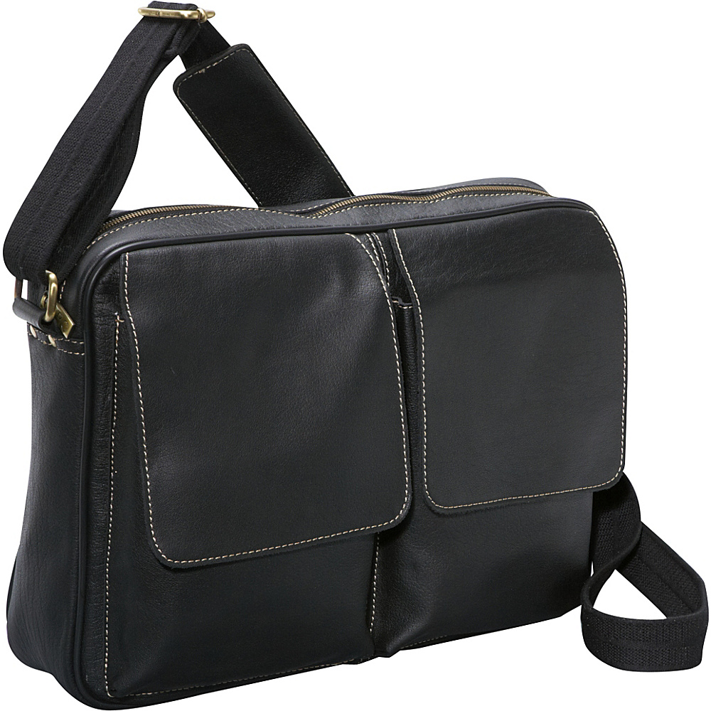 AmeriLeather Dual Flap Leather Messenger Black AmeriLeather Messenger Bags