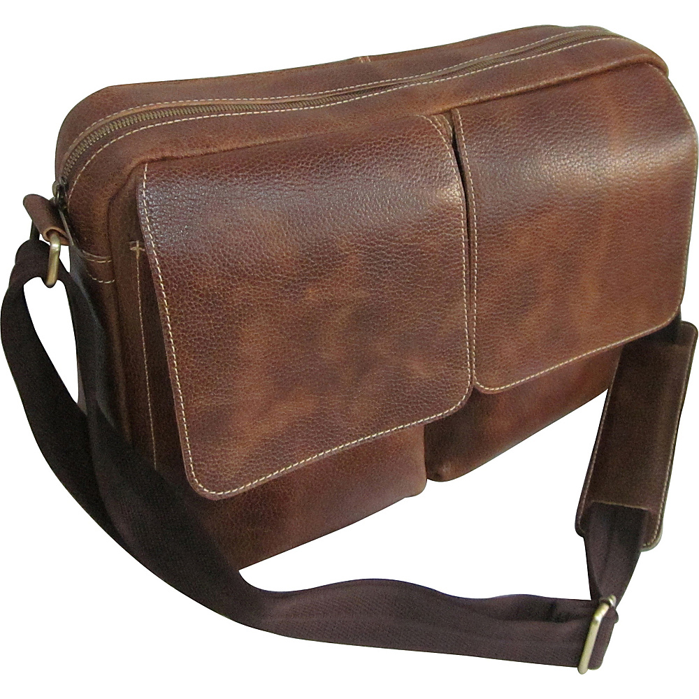 AmeriLeather Dual Flap Leather Messenger Brown AmeriLeather Messenger Bags
