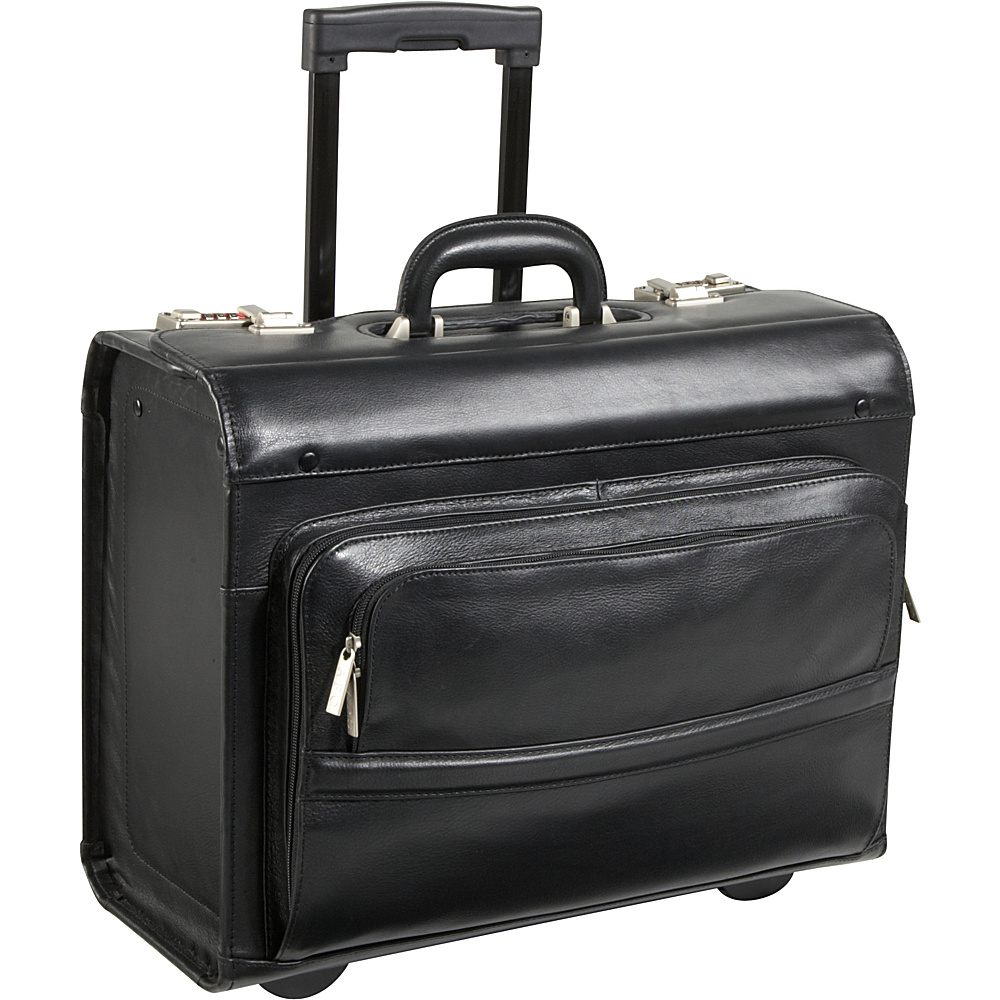 AmeriLeather Leather Rolling Laptop Friendly Catalog Case Black AmeriLeather Wheeled Business Cases