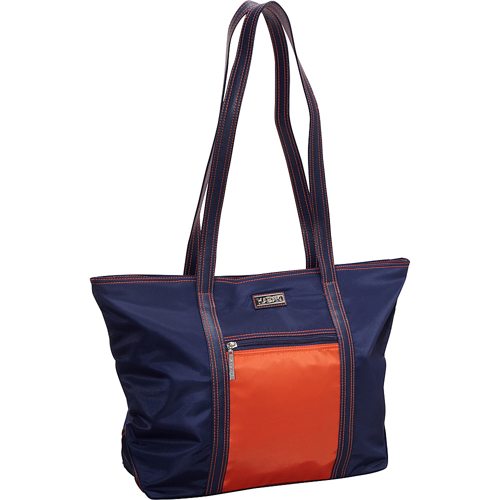 Hadaki Cosmopolitan Tote Navy Orange Hadaki Fabric Handbags